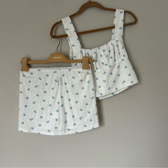 With Jean Brigette Top and Dylan Skirt Set in Blue Floral Pointelle - Picture 8 of 8